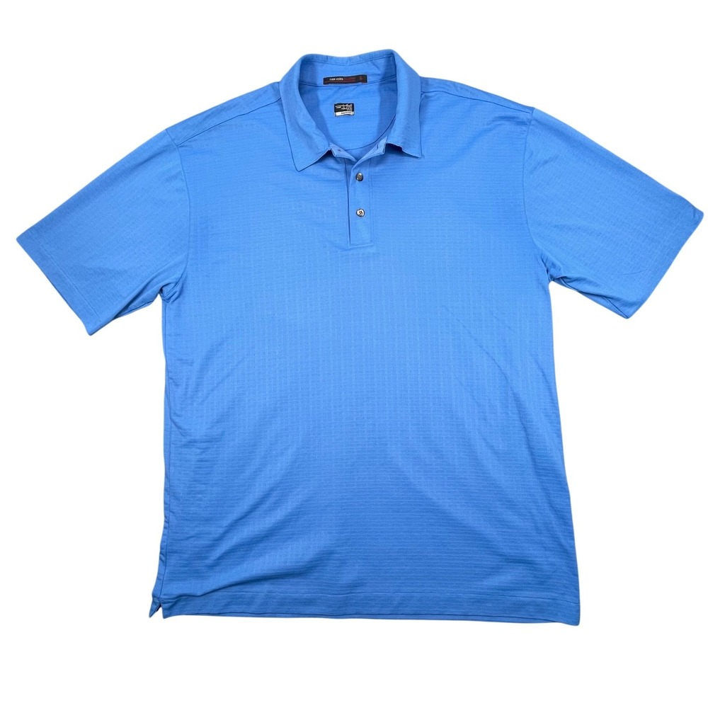 Tiger Woods Nike Blue Fit Dry Textured Polo Golf Shirt Mens Large - Picture 1 of 7